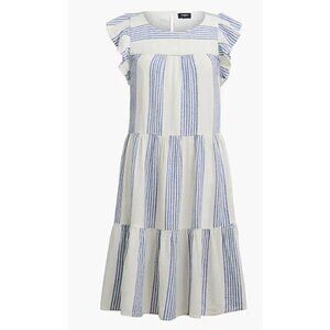 J.CREW Linen Blend Striped Mini Dress Coastal Cottagecore - Size US 16